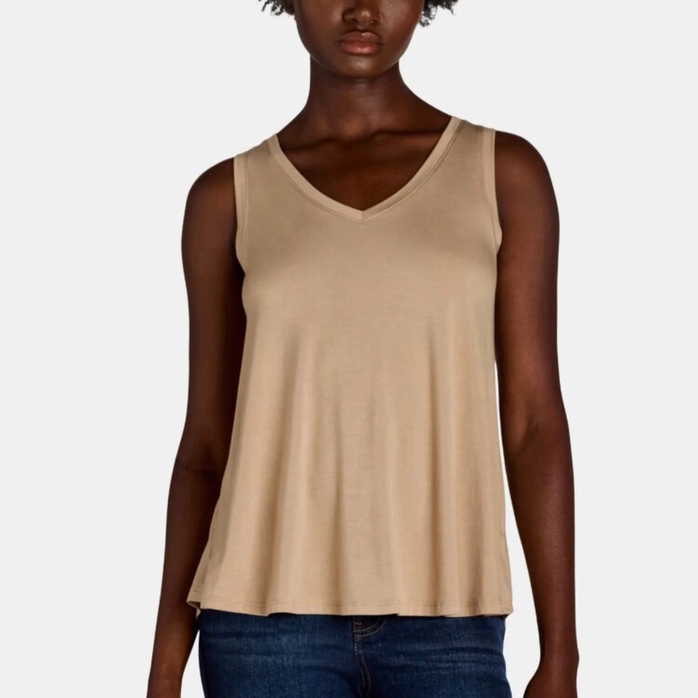 TIME and TRU Womens Tank Top Size Small 4-6 Relaxed Fit Sleeveless Taupe  New